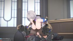 1boy 1girls 3d animated artist_name assertive_female big_breasts black_armwear black_ribbon bodystocking bouncing_breasts breasts bronya_rand censored cowgirl_position drill_hair earrings eyes_rolling_back female grey_eyes grey_hair hair_ribbon hands_on_own_thighs honkai:_star_rail honkai_(series) hoyoverse indoors jewelry large_breasts legs light-skinned_female light-skinned_male light_skin long_hair looking_pleasured male mihoyo military_uniform mp4 nipples no_sound open_mouth penis pleasure_face pussy ribbon sex shiny_hair shiny_skin short_playtime soldier teeth thick_thighs thigh_boots thighs tir_al twin_drills vaginal_penetration very_long_hair video