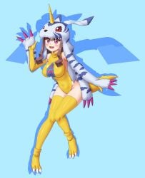 1girls artist_request cosplay digimon digimon_(cosplay) digimon_adventure digimon_ghost_game female female_only gabumon gabumon_(cosplay) human ruri_tsukiyono solo