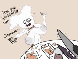 bouncing_breasts cloud_girl cloudy_jay drunk flashing grey_nipples huge_breasts long_breasts mordecai motion_lines no_bra regular_show sagging_breasts shirt_lift terrible_the_drawfag