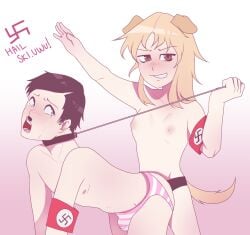 1boy 1girl 1girls adolf_hitler blonde_hair female_penetrating female_penetrating_male hitler keithhatesmath kemonomimi male_penetrated memes pegging straight strap-on strapon tagme