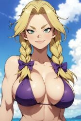 ai_generated beach bikini blonde_hair dr.stone hanada_nikki large_breasts