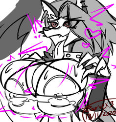 1boy 1girls ahe_gao anthro big_breasts breasts canine collar demon demon_girl fangs female happy heart heart-shaped_pupils hellhound helluva_boss huge_breasts human large_breasts loona_(helluva_boss) male_human/female_anthro male_human/female_demon nipple_piercing open_mouth penis penis_awe piercing ripped_clothing ripping smile teeth tongue tongue_out vivienne_medrano wolf zarvex3