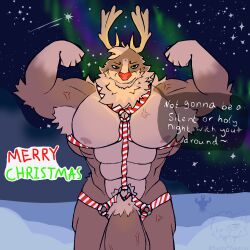 1:1 abs anthro armpit_hair armpit_tuft artist_logo ass aurora_(phenomenon) big_butt big_penis body_hair bondage christmas deer english_text flexing flexing_biceps genitals glowing glowing_nose green_eyes harness holiday_message holidays horn huge_butt huge_cock humanoid hyper hyper_butt hyper_genitalia hyper_penis kahto_taph42 light lighting logo male mammal merry_christmas muscular muscular_male new_world_deer nipples pecs penis pubes red_nose reindeer rudolph_the_red-nosed_reindeer shaded shooting signature smile smiling_at_viewer smirk smirking_at_viewer snow snowman solo speech_bubble star stripes text vein veiny_muscles veiny_penis