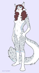 1futa 2021 animal_genitalia anthro balls biped breasts brown_hair felid feline flaccid fully_sheathed fur furry futa_only futa_sans_pussy futanari genitals hair hi_res intersex mammal medium_breasts navel nude penis pink_nose sheath simple_background smile softsorbet solo spots spotted_body spotted_fur