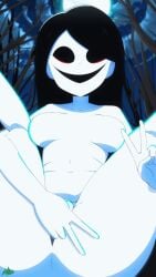 animated aonoexorcist100 black_hair censored eyeless eyeless_female ghost ghost_girl her_(imscared) horror imscared indie_game loop monster_girl small_breasts