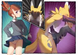 1boy 1girls cheesoart digimon digimon_(species) digimon_tamers female human male renamon rika_nonaka ruki_makino