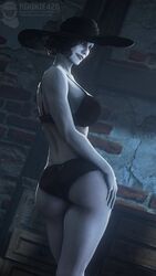 3d alcina_dimitrescu ass black_bra black_panties bravo44 female grey_skin resident_evil resident_evil_8:_village rookie425 solo