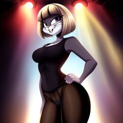 1girls 2020s 2023 ai_generated anthro blonde_hair bob_cut breasts bugs_bunny cameltoe female female_only frosting.ai furry furry_female hand_on_hip looney_tunes pantyhose rabbit rabbit_humanoid rule_63 scalieton self_upload stage_lights the_looney_tunes_show warner_brothers