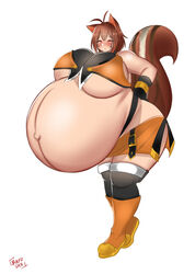 1girls bayoshii blazblue breasts female female_only huge_belly huge_breasts hyper_belly hyper_pregnancy makoto_nanaya pregnant ready_to_pop solo