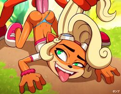 1boy 1girls anthro coco_bandicoot crash_(series) erection female from_behind furry hair_pull huge_cock male penis ponpu_(artist) pumpkinsinclair sex tongue_out unseen_male_face