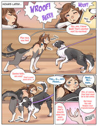 8_breasts animal_genitalia animal_pussy anus barking blush border_collie breasts canid canine canine_pussy canis collar collie comic domestic_dog english_text female genitals growing_fur herding_dog human human_to_feral leash mammal mid_transformation multi_breast pastoral_dog pussy sheepdog sniffing_anus solo species_transformation speech_bubble strawberrytfs text transformation wolf