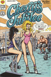 1990s 1994 20th_century 2girls 3boys barbell barbells black_hair blonde_hair cherry_poptart cherry_poptart_(comic) comic_cover dialogue ellie_dee exercise_clothing eye_makeup gym gym_equipment gym_uniform larry_welz mascara muscular muscular_male one-piece_swimsuit one_piece_suit shirtless_(male) shirtless_male shoes straight_hair tagme weightlifting weights year