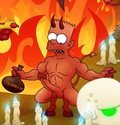 bart_simpson demon demon_boy demon_horns demon_tail erection hell male male_only penis red_skin solo the_simpsons transformation