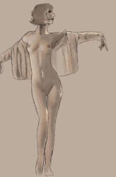 carrie_karnstein_(daddy_issues_the_show) vampire pale skinny flat_chested small_breasts dark_nipples short_hair jacket jacket_only jacket_open bare_pussy sketch