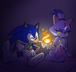 bed bedroom blaze_the_cat condom condom_in_mouth darkness fire flare light sheet sheet_grab sonic_(series) sonic_the_hedgehog sonic_the_hedgehog_(series) xao_art