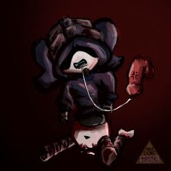 necrophilia murder_drones emily_(murder_drones) nulogonepostal cum cum_in_mouth cum_trail dead 1girl missing_arm missing_leg penis blue_hair worker_drone android artist_logo self_upload