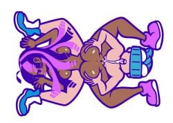 1boy 1boy1girl 1girl 1girls 69 69_position ass_grab beanie blue_hair cum_between_breasts dark-skinned_female dark_skin ejaculation female_ejaculation light-skinned_male minus8 naked naked_footwear nude paizuri pussy pussy_ejaculation pussy_juice sex shoes straight