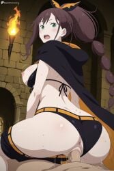 digitalwaifugallery ai_generated patreon seductive sexy uncensored watermark hi_res high_quality high_resolution shaula_(re:zero) re:zero_kara_hajimeru_isekai_seikatsu 1girl multi-tied_hair breasts sex penis swimsuit bikini nipples 1boy hetero vaginal anus green_eyes ass shorts long_hair brown_hair open_mouth pussy blush clothing_aside black_bikini orange_belt large_breasts clothes_pull girl_on_top looking_back black_shorts straddling reverse_cowgirl_position bikini_bottom_aside belt braid torch fire cape cowgirl_position hair_ribbon solo_focus ponytail cloak black_ribbon short_shorts breasts_out black_cape shorts_pull back ribbon very_long_hair hair_ornament upper_teeth_only sex_from_behind patreon_username clothed_sex
