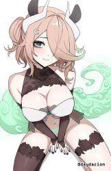 1girl 1girls adult adult_female big_boobs big_breasts black_fingernails black_nail_polish black_nails brown-haired_female brown_hair brown_legwear brown_stockings brown_thigh_highs brown_thighhighs busty busty_female busty_girl closed_mouth_smile dayyo_(daydarion/day-chan) eyebrows_hidden_by_hair fingernails from_above from_front front_view green-eyed_female green_eyes hair_covering_eye hair_over_eye hair_over_one_eye head_tilt independent_vtuber indie_virtual_youtuber indie_vtuber inguinal_crease inguinal_ligament large_boobs large_breasts legwear looking_up looking_up_at_viewer mature mature_female nail_polish nails nimi_nightmare nipple_bulge smile smiley_face smiling smiling_at_viewer stockings tail thigh_highs thighhighs tilted_head top_view viewed_from_above virtual_youtuber vtuber vtuberfanart youtuber youtuber_girl