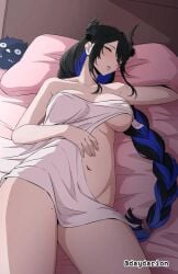 1girls 2d 2d_(artwork) 2d_artwork adult adult_female arm_under_pillow bare_arms bare_chest bare_hands bare_legs bare_shoulders bare_skin bare_thighs belly belly_button big_boobs big_breasts black-haired_female black_hair black_horn black_horns blue-haired_female blue_hair braid braided_hair braided_ponytail braids breasts breasts_apart busty busty_female busty_girl closed_eyes collarbone dayyo_(daydarion/day-chan) digital digital_art digital_drawing digital_drawing_(artwork) digital_media digital_media_(artwork) drawing elbows exposed exposed_arms exposed_chest exposed_legs exposed_shoulders exposed_skin exposed_thighs female female_focus female_only female_torso fingernails fingers groin half_naked half_nude hand_on_belly hand_on_own_belly hand_on_own_stomach hand_on_stomach head_tilt hololive hololive_english hololive_english_-advent- horn horns hourglass_figure indoor indoor_nudity indoors inframammary_fold inguinal_crease inguinal_ligament large_boobs large_breasts lean_figure long_hair lying lying_down lying_on_back lying_on_bed mature mature_female midriff multicolored_hair naked naked_female naked_woman narrow_waist navel nerissa_ravencroft nipple_bulge nude nude_female nudity on_back on_bed partially_undressed ponytail semi_nude shoulders single_braid sitting sleeping sleeping_naked sleeping_nude slender_body slender_waist slim_female slim_waist solo thick_thighs thighs tilted_head touching_belly touching_stomach underboob upper_body virtual_youtuber vtuber vtuberfanart wide_hips