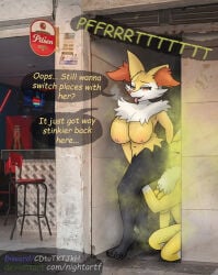 a_chance_encounter alleyway_milf_(meme) anal anthro bandai_namco braixen digimon digimon_(species) dominant dominant_female duo facesitting fart fart_cloud fart_fetish fart_sniffing farting_in_mouth farting_on_another farting_on_face female female/female forced generation_6_pokemon hi_res humiliation nightartf nintendo oral pokemon pokemon_(species) renamon rimming sex sitting sitting_on_another sniffing
