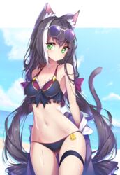 ass bikini black_hair catgirl green_eyes hong_(white_spider) kyaru_(princess_connect) princess_connect! skimpy sunglasses sunglasses_on_head sweat tagme