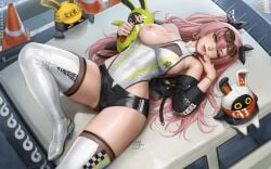 sciamano240 nicole_demara zenless_zone_zero laying_on_back pink_hair picture