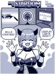1girls animated big_breasts breasts camera comic comic_page female female_only lisa_(pixelsira) open_mouth open_smile original pixel_animation pixel_art pixelsira recording short_hair smile solo solo_female streaming tagme video