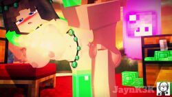 2boys1girl cum_in_pussy jenny_belle_(slipperyt) mine-imator minecraft straight tagme video villager_(minecraft)