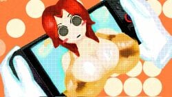 anon big_breasts blushing golden_bikini ibispaint_(artwork) ibispaintx meme_clothing mii mii_gunner_(smash_4) mob_face nintendo nintendo_switch_2 nonsexual puddinpuddgi red_hair staring_at_viewer stylized super_smash_bros. super_smash_bros._for_nintendo_3ds_and_wii_u supersludge toony