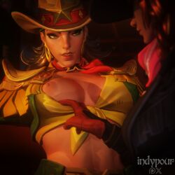 2girls anna_marie black_widow black_widow_(marvel) black_widow_(marvel_rivals) blender_(artwork) blender_(software) blender_eevee clothed clothed_female cowboy_hat cowgirl_rogue exposed_breast exposed_breasts exposed_nipple exposed_nipples girl_on_girl indypour marvel marvel_comics marvel_rivals mrbag3d natasha_romanoff public public_exposure public_nudity rogue_(marvel_rivals) rogue_(x-men) watermark western yuri