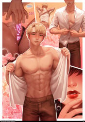 1boy 1girls 2026 2d black_hair blonde_hair blush blushing_female comic female female_human femsub fingering full_lips hi_res highres human human_male husband_and_wife imminent_sex light-skinned_female light-skinned_male light_skin lingerie loid_forger luminyu male mature_female on_back page_27 panties panties_aside spread_legs spy_x_family vulva_handjob wet_panties wet_pussy yor_briar yor_forger male_focus abs male_abs removing_shirt unbuttoned_shirt blue_eyes