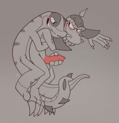 2026 3_toes 4_fingers animated anthro armor balls blush bodily_fluids cuddling duo fangs feet fingers gecko genital_fluids genitals gex_(series) gex_the_gecko handjob headgear helmet humanoid_genitalia humanoid_penis komodo_dragon komodo_joe lizard loop lying male male/male monitor_lizard penile penis precum reptile scalie sex smile tail tail_coil teeth toes yellowluster