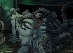 absurd_res all_fours anal anal_orgasm arthropod big_butt big_penis bodily_fluids bow_experiment_(resident_evil) butt butt_grab capcom claws cum deep_rimming duo ejaculation genital_fluids genitals glowing glowing_eyes grey_body hand_on_butt hands-free hi_res humanoid laboratory las_plagas_host_(resident_evil) lidded_eyes long_tail long_tongue looking_pleasured male male/male mandibles monster musk oral orgasm orgasm_from_rimming penis regenerator_(resident_evil) resident_evil rimming saliva sex sharp_teeth sitting tail teastuff teeth tongue vein veiny_penis verdugo_(resident_evil) yellow_eyes