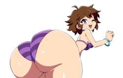 ass ass_focus brunette earrings freckles freckles_on_ass freckles_on_face galaxy-sarah large_ass latina latina_female niyuyu oc purple_eyes purple_swimsuit sarah_(galaxy-sarah) shantae sona swimsuit transparent_background