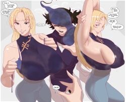 1boy 1boy1girl 1girl 1girl1boy 1girls armpit armpit_fetish armpits arms_behind_back arms_up big_boobs big_breasts black_hair blonde_hair boobs bra breasts choso_(jujutsu_kaisen) choso_kamo dolecat jujutsu_kaisen large_breasts nipple_bulge nipples nipples_visible_through_clothing sideboob steam steaming_body sweat sweaty sweaty_breasts taking_clothes_off taking_off_bra tits yuki_tsukumo