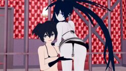 black_hair black_rock_shooter black_rock_shooter_(character) blue_eyes kuroi_mato small_breasts