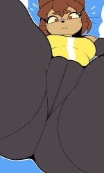 1girls anthro ass big_ass big_breasts big_thighs breasts brown_hair cameltoe cat_ears cat_girl cat_tail dumptruck_ass dumptruck_butt female gameoverse glitch_productions honklion huge_ass huge_thighs kit_(gameoverse) kit_bodega looking_at_viewer looking_down pussy_visible_through_clothes short_hair thick_thighs thighs