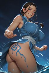 ai_art ai_generated art avatar_the_last_airbender honeywaifu katara nsfw thick_women