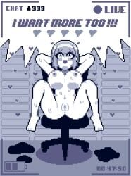 1girls animated anus areolae barefoot big_breasts blush breasts chair chat_box clothes_on_floor clothes_removed comic comic_page completely_nude completely_nude_female female female_only full_body fully_nude horny horny_female lisa_(pixelsira) naked naked_female navel nipples nude nude_female open_mouth open_smile original pixel_animation pixel_art pixelsira pussy recording short_hair sitting smile solo solo_female spread_legs starry_eyes streaming tagme video