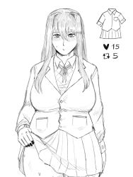 bashful big_belly big_breasts big_thighs blush chubby chubby_female clothing doki_doki_literature_club hips huge_breasts lifting_skirt mincedguts_228 school_uniform shy sketch strip_game sweat thick wide_thighs yuri_(doki_doki_literature_club)