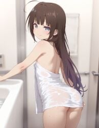 ai_generated blue_eyes brown_hair flat_chest heavenly_body hinatsuru_ai long_hair loose_hair offering_self petite_female sexy_body skinny_female slim_female slutty_body slutty_female small_breasts tempting_viewer