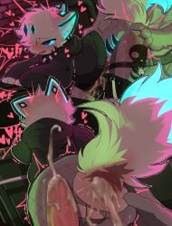 2025 absurd_res aellaellae ambiguous_species anal anal_penetration anthro anthro_focus anthro_on_anthro anthro_penetrated anthro_penetrating anthro_penetrating_anthro anus biped blue_eyes blue_highlights blue_sclera blush bodily_fluids bottomwear bottomwear_down bubble cheek_tuft clothed clothed_anthro clothed_male clothing collar cum cum_from_ass cum_in_ass cum_inside cum_splatter cum_spurt cumshot_after_pull_out digital_drawing_(artwork) digital_media_(artwork) dim_lighting duo dutch_angle ejaculation facial_tuft fishnet_clothing fishnet_legwear from_behind_position fur fur_tuft gaping gaping_anus genital_fluids glowing glowing_body glowing_fur grey_body grey_fur half-closed_eyes head_tuft heart_symbol hearts_around_head hi_res highlights_(coloring) hoodie leaking_anus leaking_cum leg_strap legwear male male/male male_anthro male_focus male_on_anthro male_penetrated male_penetrating male_penetrating_male mostly_clothed mostly_offscreen_anthro mostly_offscreen_character mostly_offscreen_male multicolored_body multicolored_fur narrowed_eyes partially_clothed penetration penile penile_penetration pink_highlights plantigrade rear_view sex shaded shaking shorts shorts_down slim slim_anthro slim_male snot snot_bubble soft_shading solo_focus spiked_collar spikes standing_doggystyle topwear tremble_lines trembling tuft