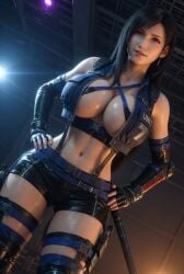 1girls 2026 3d ai_generated aistuffo belly belly_button black_hair breasts clothed clothing earrings female female_only final_fantasy final_fantasy_vii_remake gloves hips large_breasts legwear long_hair realistic red_eyes round_breasts shiny_skin skimpy smiling smooth_skin solo square_enix standing thigh_gap thighs tifa_lockhart tight_clothing viewed_from_below