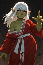 1girls ai_generated bellani_(scorpianpp) female goblin goblin_female green_skin humanoid humanoid_female long_hair original_character pink_eyes pointy_ears scorpianpp self_upload short shortstack stable_diffusion straight_hair white_hair