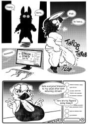 furry pig xeleth comic huge_bulge big_penis huge_penis glasses onlyfans simp gooner computer_monitor keyboard streamer chat_box chat male female big_balls