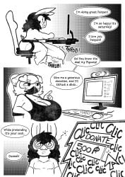 comic computer female femboy freckles furry glasses gooner huge_breasts huge_bulge huge_penis keyboard male mask masked_female onlyfans payment precum simping streamer streaming xeleth