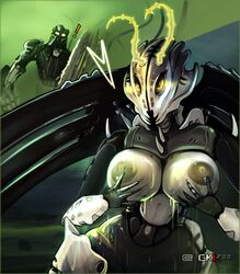 1girls bionicle breasts female female_focus gk733 lego original_character robot robot_girl takanuva yellow_eyes