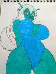 antennae anthro artmohch ass big_ass big_breasts blue_one-piece_swimsuit blue_swimsuit blush blushing blushing_at_viewer breasts bue cartoon_network emoji_(race) emoji_alien_(samurai_jack) large_ass large_breasts long_hair looking_at_viewer one-piece_swimsuit red_eyes samurai_jack smile smiling_at_viewer swimsuit tail thighs voluptuous voluptuous_female white_hair white_tail wide_hips