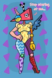 xxbobbykennedyxx_(artist) the_amazing_digital_circus glitch_productions zooble_(the_amazing_digital_circus) female female_only 1girls solo featureless_breasts breasts dialogue text abstract_character tagme